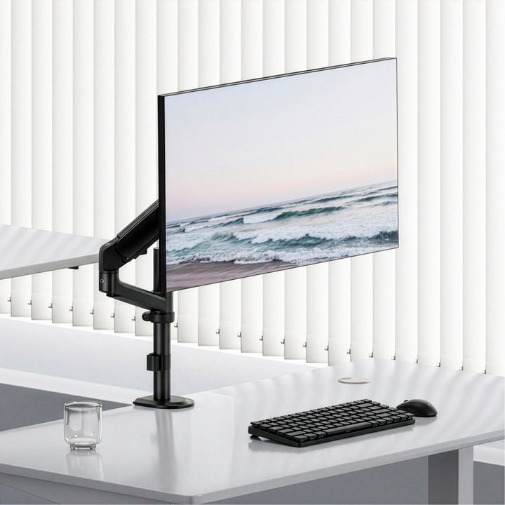 Držiak / záves na monitor Ergo Office, plynová pružina, 17"–32", 1–10 kg, matná čierna, max. VESA 100×100, ER-691 B