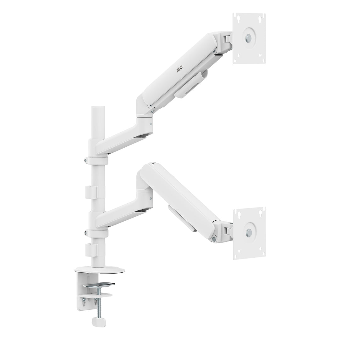 Držiak / záves na 2 monitory Ergo Office, plynová pružina, 17"–32", 1–10 kg, biela matná, ER-692 W
