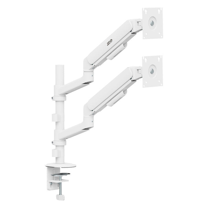 Držiak / záves na 2 monitory Ergo Office, plynová pružina, 17"–32", 1–10 kg, biela matná, ER-692 W