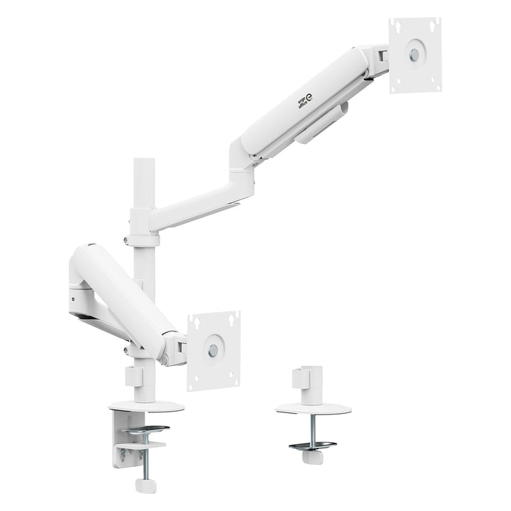 Držiak / záves na 2 monitory Ergo Office, plynová pružina, 17"–32", 1–10 kg, biela matná, ER-692 W