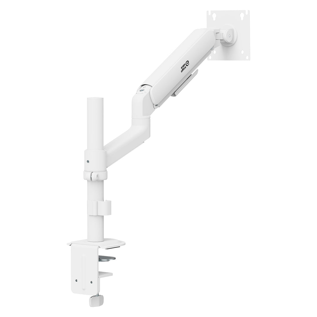 Držiak / záves na monitor Ergo Office, plynová pružina, 17"–32", 1–10 kg, biela matná, max. VESA 100×100, ER-691 W