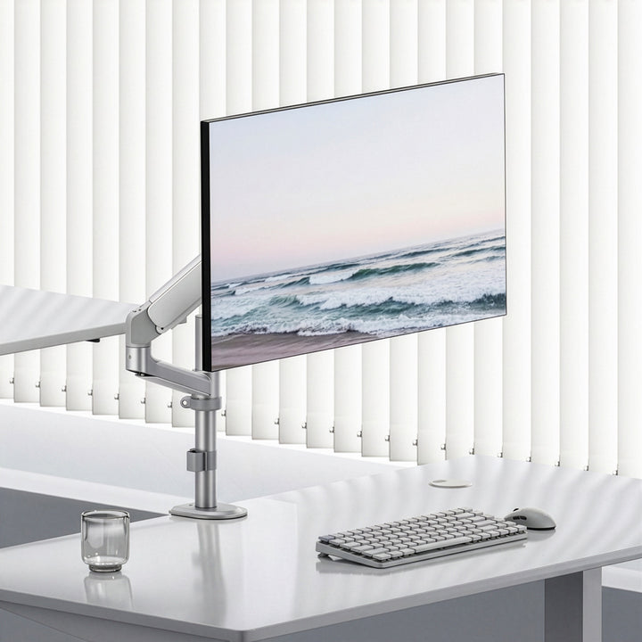 Držiak / záves na monitor Ergo Office, plynová pružina, 17"–32", 1–10 kg, biela matná, max. VESA 100×100, ER-691 W