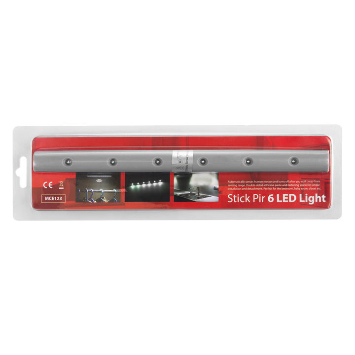 Maclean 6LED kuchynská lampa pod skrinku, podlhovastá, so senzorom pohybu, 5xAA, MCE123 + 5x AAA alkalická batéria Varta Industrial