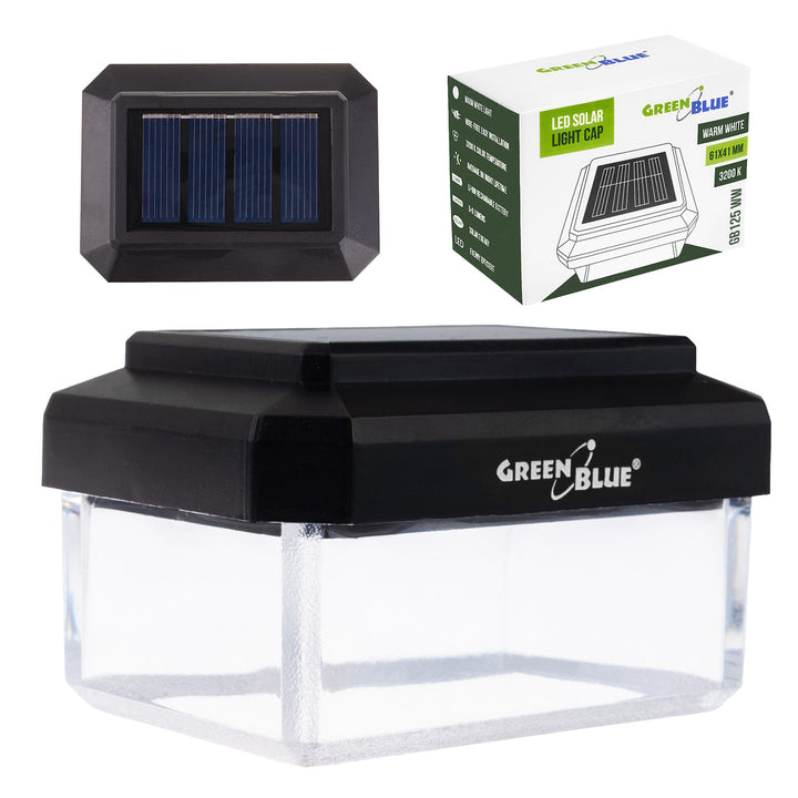Solárna LED lampa na stĺpik GreenBlue, 60 x 40 mm, oblúkový kryt, 3200 K, GB125 WW