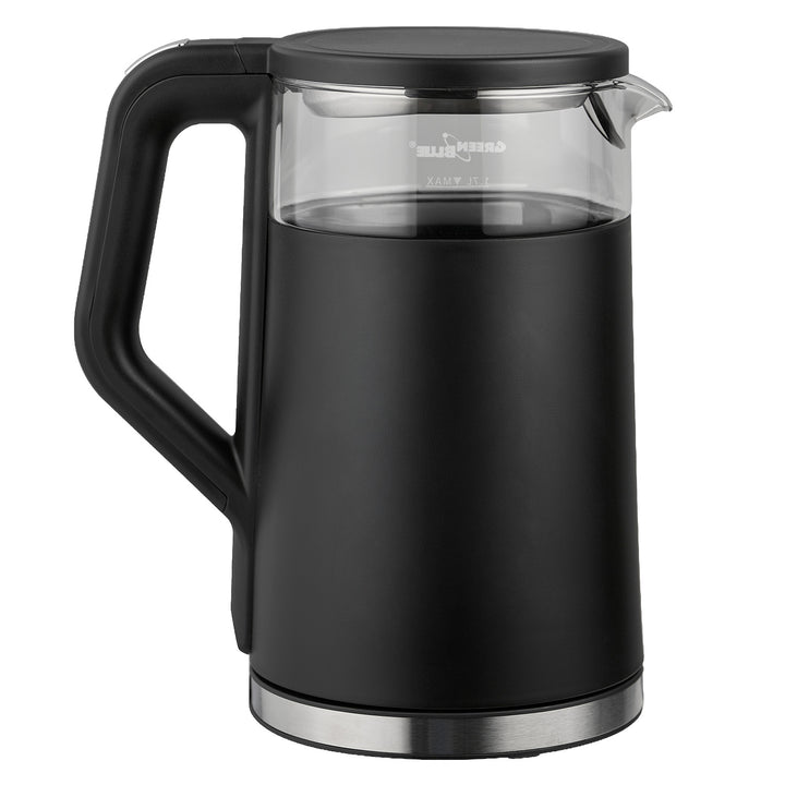 Bezdrôtová rýchlovarná kanvica GreenBlue, objem 1,7 l, sklenená nádoba na vodu, prehľadný displej, voľba teploty, 2200 W, GB670 B