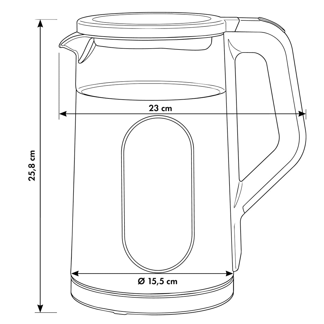 Bezdrôtová rýchlovarná kanvica GreenBlue, objem 1,7 l, sklenená nádoba na vodu, prehľadný displej, voľba teploty, 2200 W, GB670 B