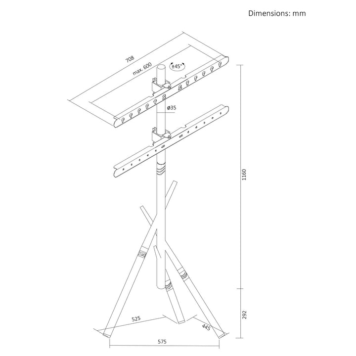 Držiak / podlahový stojan na televízor Maclean, 37–80", max. VESA 600×400, max. 60 kg, MC-182 W