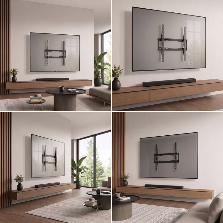 Držiak / záves na televízor Maclean, max. VESA 400x400, 32–75", do 45 kg, čierny, nastaviteľný sklon 0°–-8°, MC-187