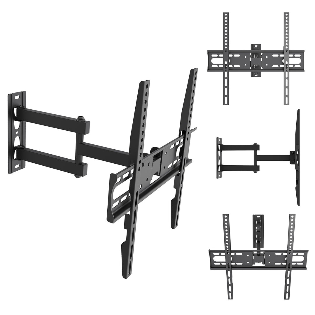 Držiak / záves na televízor Maclean, max. VESA 400x400, 32–55", do 30 kg, čierny, nastaviteľný sklon +2° až –10° a otočenie +90° až –90°, MC-191
