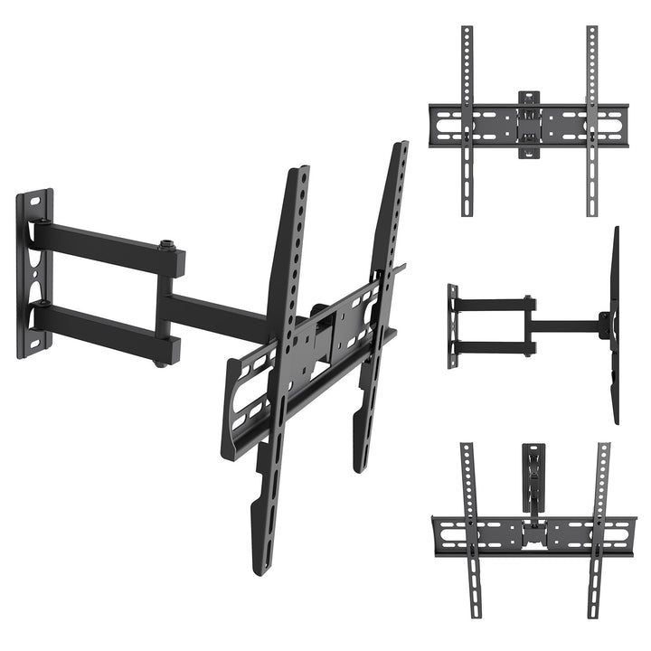 Držiak / záves na televízor Maclean, max. VESA 400x400, 32–55", do 30 kg, čierny, nastaviteľný sklon +2° až –10° a otočenie +90° až –90°, MC-191