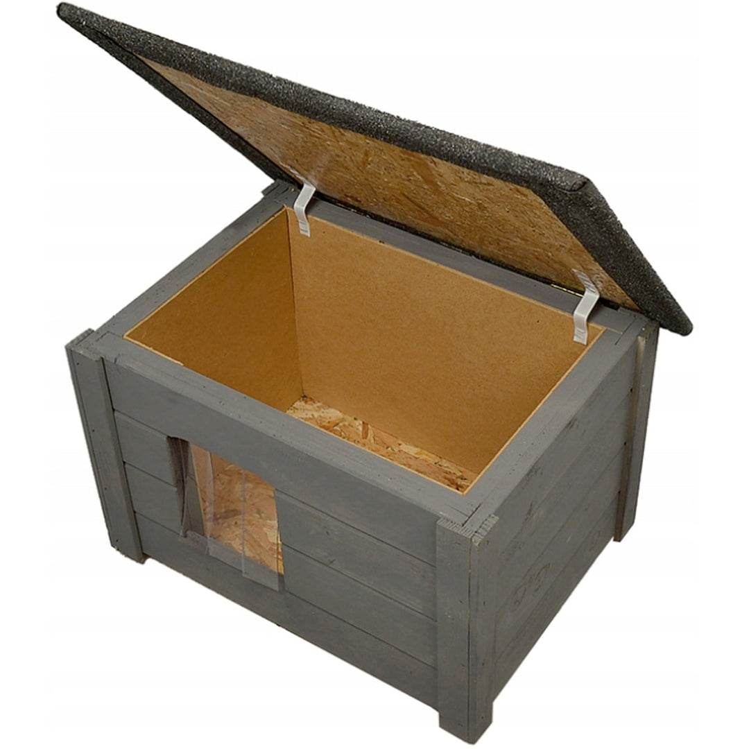 Búda pre psov Woodok, zateplená, smrekové drevo, sivá + pelech pre psa