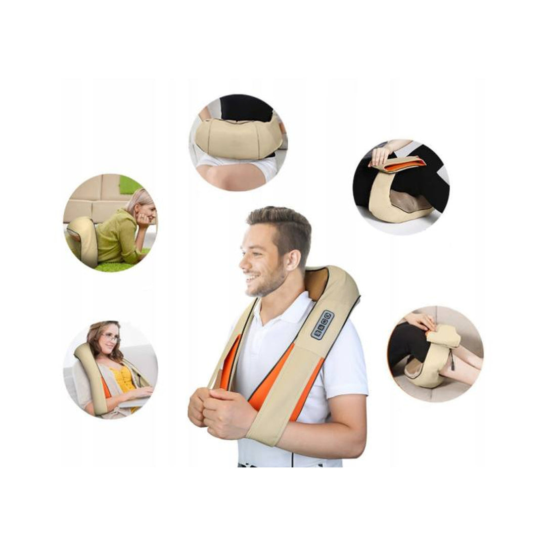 LTC Shiatsu 6D masážny prístroj na ramená, 3 rýchlosti, 5V, 24W, funkcia vyhrievania, LED podsvietenie, protišmykové popruhy