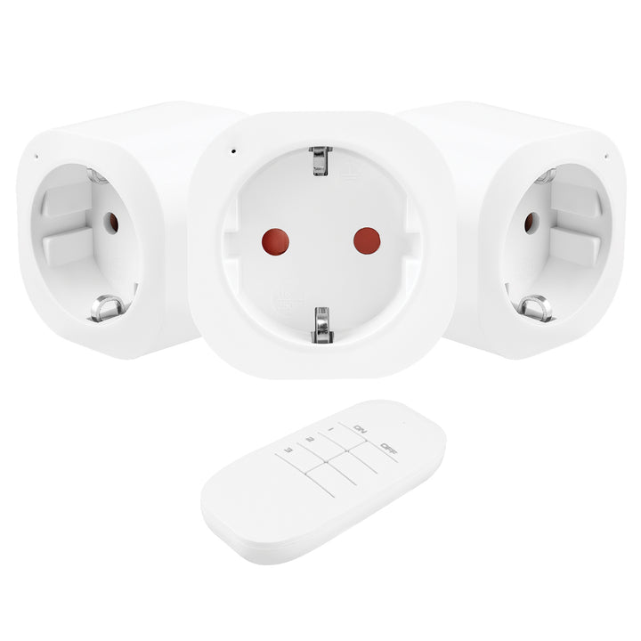 Diaľkovo ovládané zásuvky GreenBlue, 3 ks, programovateľné, dosah do 30 m, 220–240 V striedavého prúdu, 50/60 Hz, 16 A, 433 MHz, GB313 F