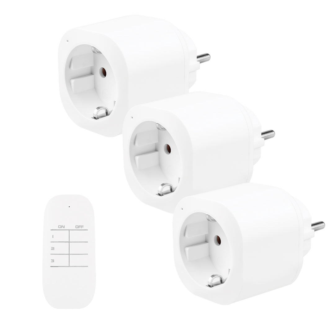 Diaľkovo ovládané zásuvky GreenBlue, 3 ks, programovateľné, dosah do 30 m, 220–240 V striedavého prúdu, 50/60 Hz, 16 A, 433 MHz, GB313 F