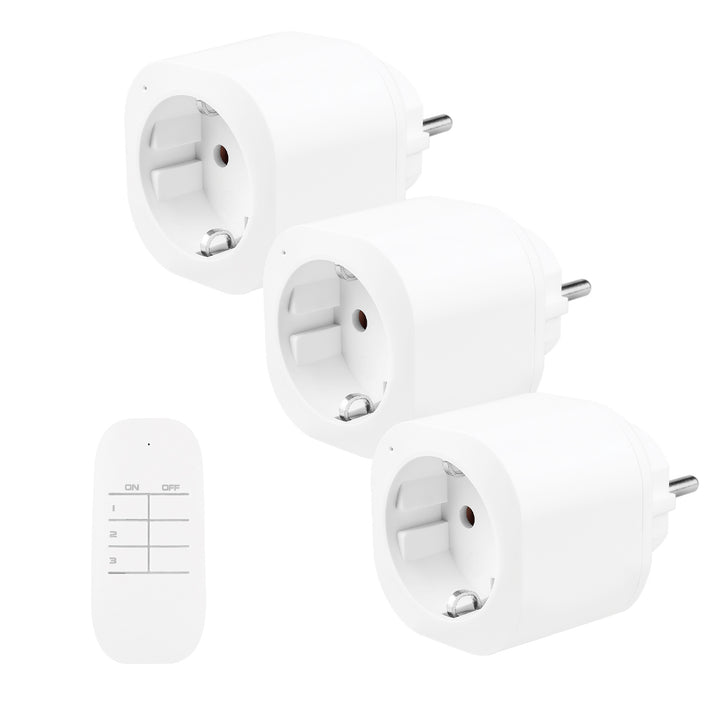 Diaľkovo ovládané zásuvky GreenBlue, 3 ks, programovateľné, dosah do 30 m, 220–240 V striedavého prúdu, 50/60 Hz, 16 A, 433 MHz, GB313 F