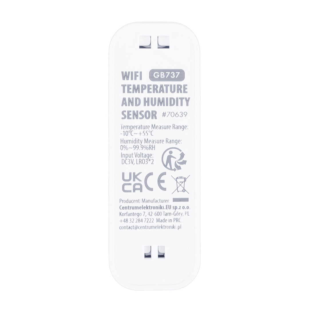 Senzor teploty a vlhkosti WiFi GreenBlue, Android/iOS/Alexa/Google Home, 3,0 V DC, LR03x2, GB737