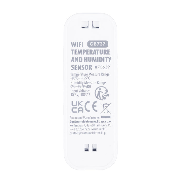 Senzor teploty a vlhkosti WiFi GreenBlue, Android/iOS/Alexa/Google Home, 3,0 V DC, LR03x2, GB737