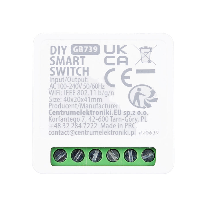 Zápustný WiFi relé GreenBlue, Android/iOS/Alexa/Google Home, 100–240 V striedavého prúdu, 50/60 Hz, max. 16 A, pre LED 150 W, GB739