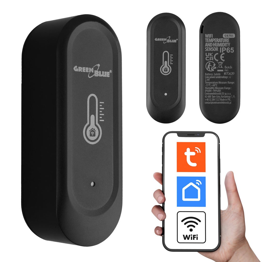 Externý snímač teploty a vlhkosti WiFi GreenBlue, Android/iOS, 3,0 V DC, LR03x2, IP65, GB741