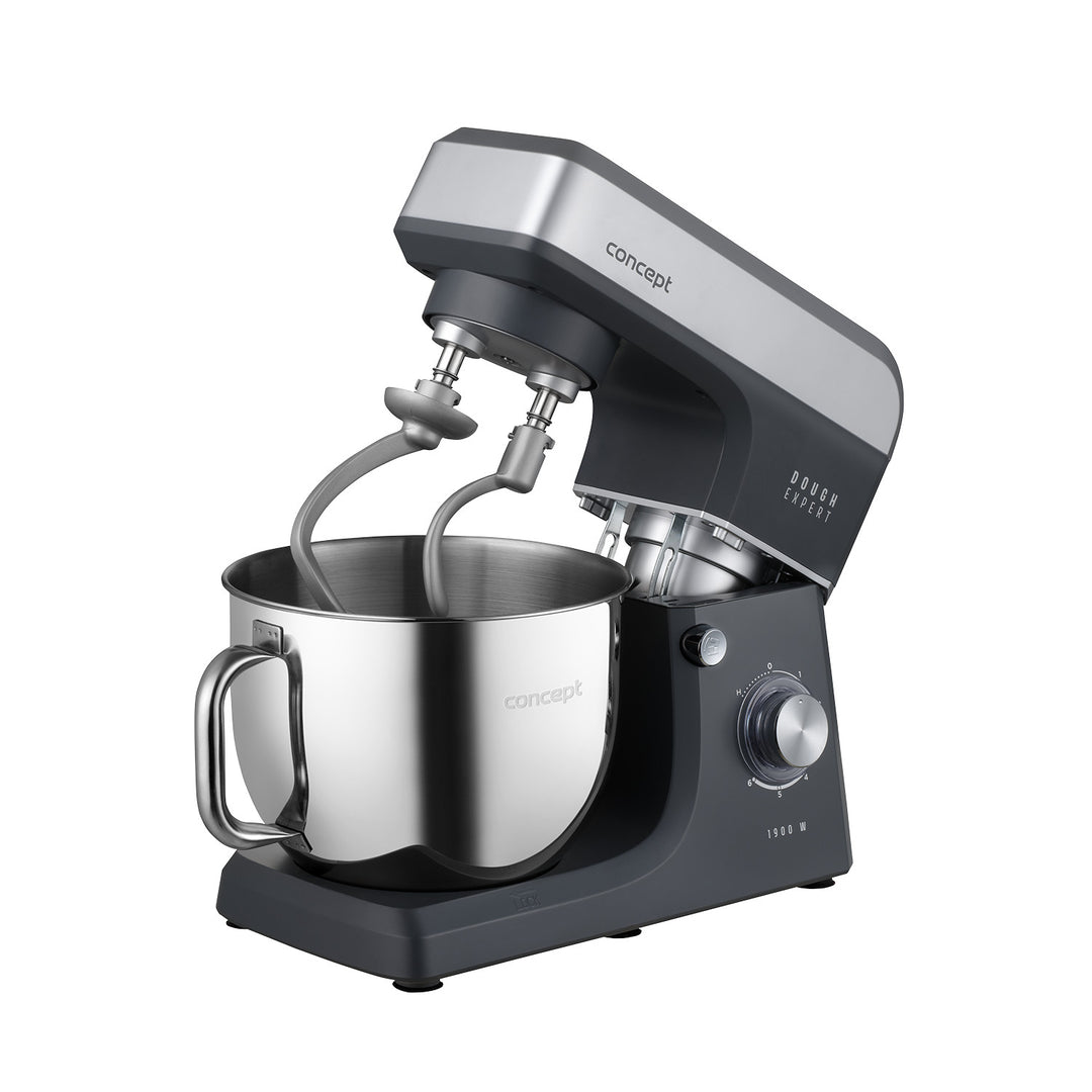 Planetárny kuchynský robot Concept Dough Expert, výkon 1900 W, dvojitý hák, funkcia ohrevu misy, 6 rôznych rýchlostí, RM6010