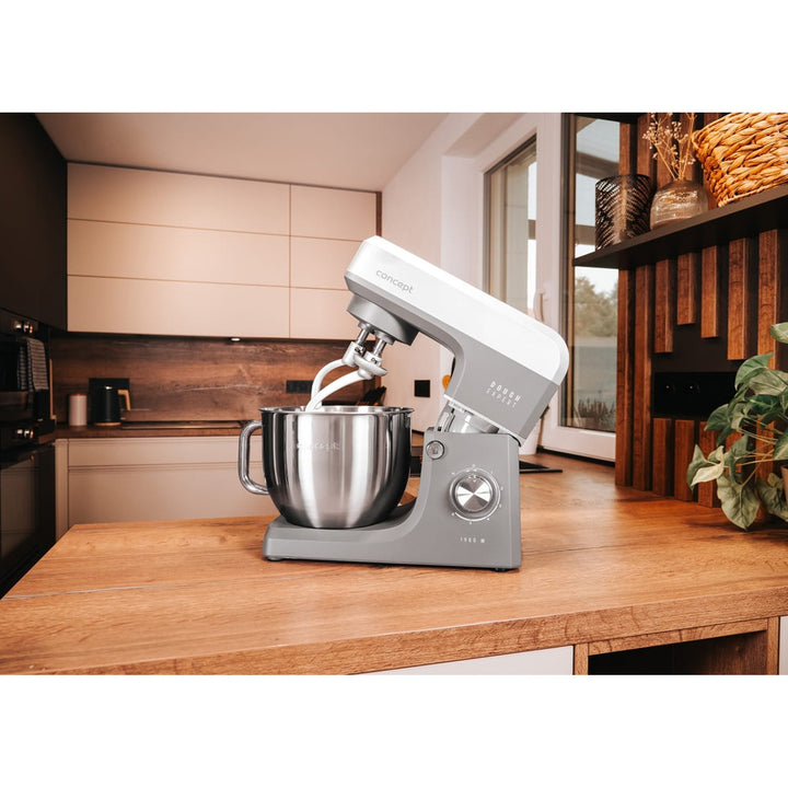 Planetárny kuchynský robot Concept Dough Expert, výkon 1900 W, dvojitý hák, funkcia ohrevu misy, 6 rôznych rýchlostí, RM6010