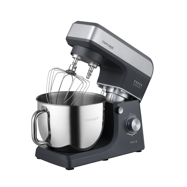 Planetárny kuchynský robot Concept Dough Expert, výkon 1900 W, dvojitý hák, funkcia ohrevu misy, 6 rôznych rýchlostí, RM6010