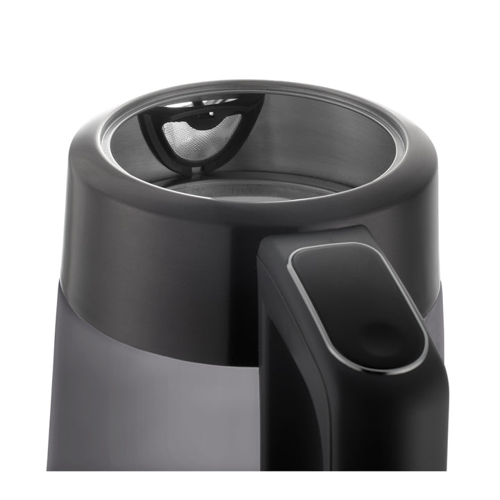 Koncepčná sklenená rýchlovarná kanvica, objem 1,7 l, príkon 1850–2200 W, čierna farba, konektor Strix, regulácia teploty, digitálne ovládanie, RK4195