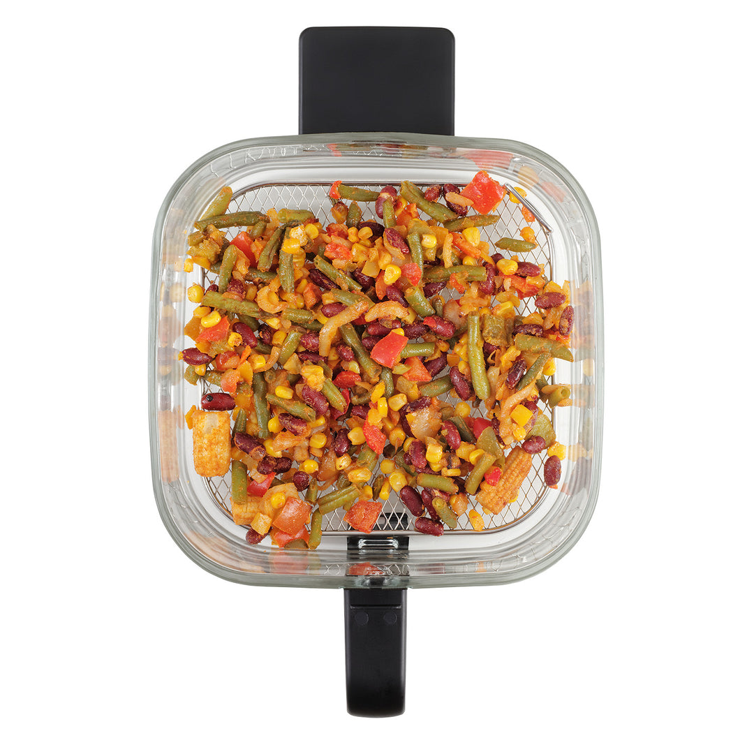 Bezolejová fritéza Concept Glass&Fast, objem 5,5 l, 7 programov, dotykový LED displej, režim zdravého vyprážania, sklenená nádoba, FR5500