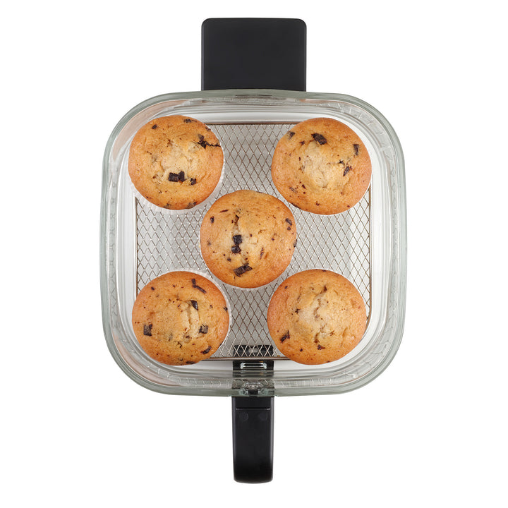 Bezolejová fritéza Concept Glass&Fast, objem 5,5 l, 7 programov, dotykový LED displej, režim zdravého vyprážania, sklenená nádoba, FR5500