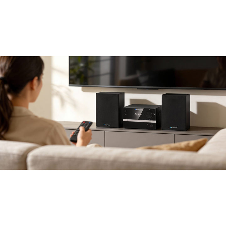 Mikrosystém Blaupunkt, Bluetooth, FM rádio, výkon 20 W RMS, hodiny s funkciou budíka, CD/MP3/USB/AUX, MS9BT