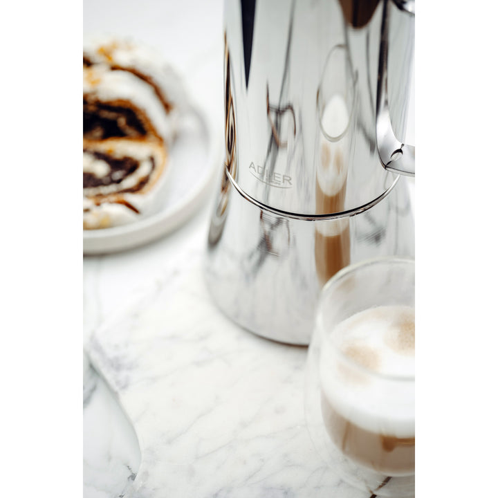 Kávovar Adler, kávovar na espresso, objem 620 ml, strieborná oceľová farba, AD 4417