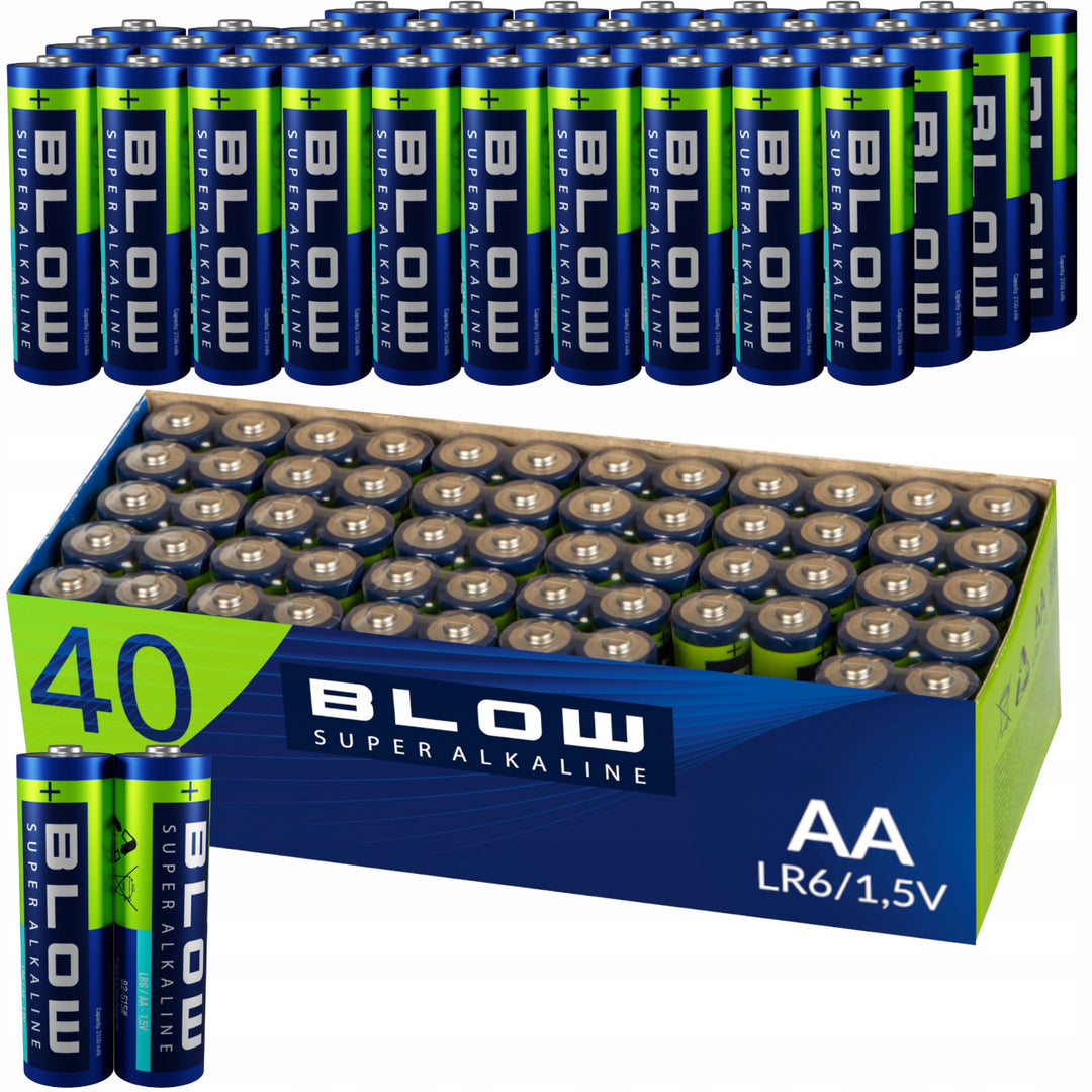 Alkalické AA batérie Blow, LR6, napätie 1,5 V, sada 40 kusov