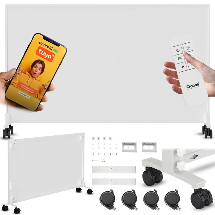 Infražiarič Cronos, 800 W, ideálny pre alergikov, matný povrch, ultratenký, vstavaný termostat a diaľkové ovládanie prostredníctvom telefónu alebo diaľkového ovládača, Carbon P800 TWP