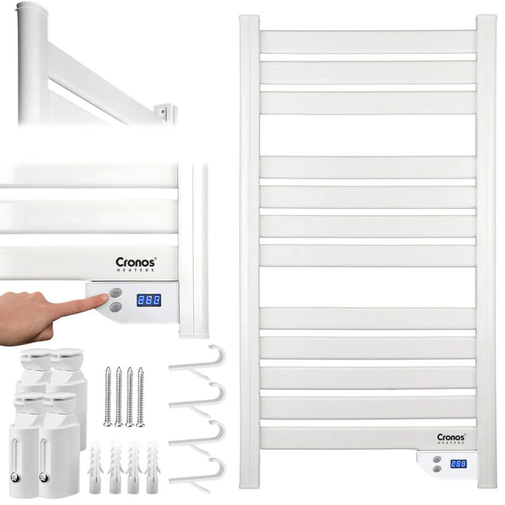 Elektrický kúpeľňový ohrievač Cronos, výkon 500 W, vykurová miestnosti do 6 m², LCD displej, funkcie AUTO, TIMER a detekcia otvoreného okna, TW-500
