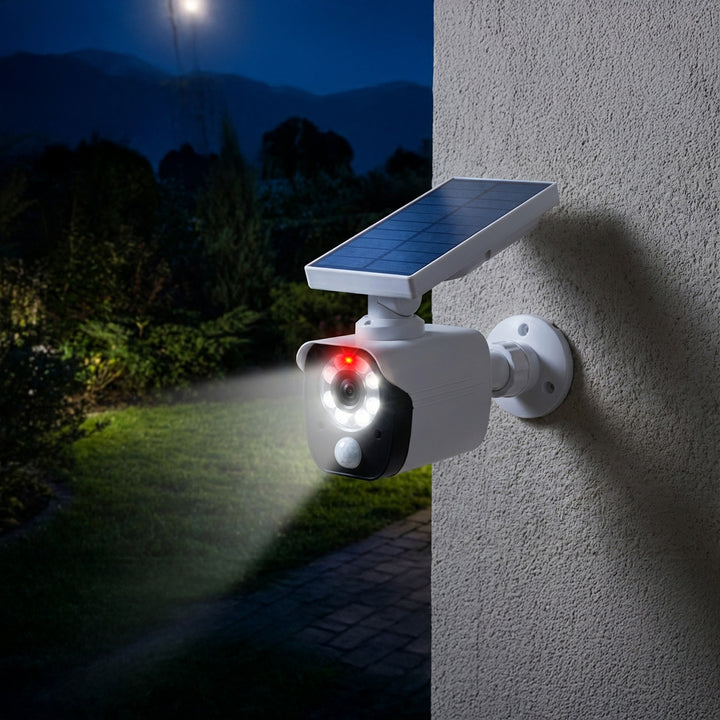 Atrapu solárnej kamery, blikajúcu LED diódu, snímač pohybu, LED osvetlenie, nálepku zdarma, SOL1800S, 2 kusy