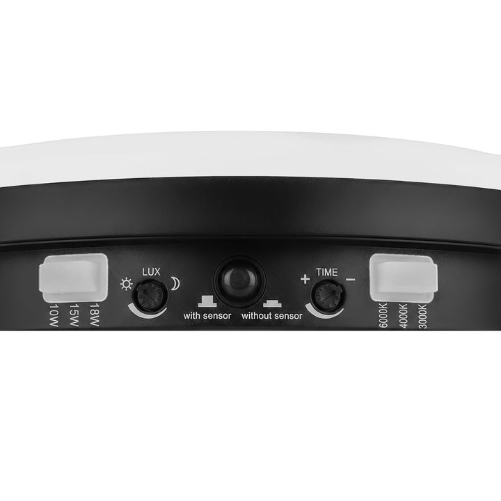 LED svietidlo s pohybovým senzorom Maclean, senzor PIR, čierne, 10 W/15/18 W, IP65, možnosť zmeny farby 3000/4000/6000 K, MCE535 B