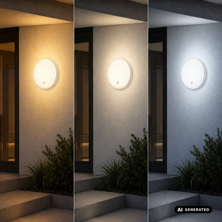 LED svietidlo s pohybovým senzorom Maclean, senzor PIR, biele, 10 W/15/18 W, IP65, možnosť zmeny farby 3000/4000/6000 K, MCE535 W