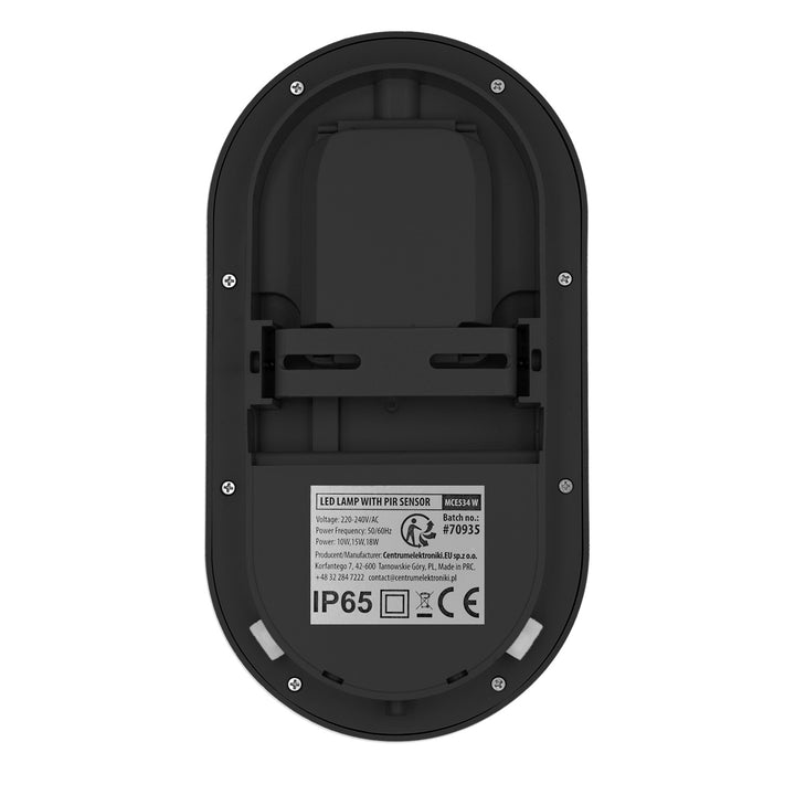 LED svietidlo s pohybovým senzorom Maclean, senzor PIR, čierne, 10 W/15/18 W, IP65, možnosť zmeny farby 3000/4000/6000 K, MCE534 B