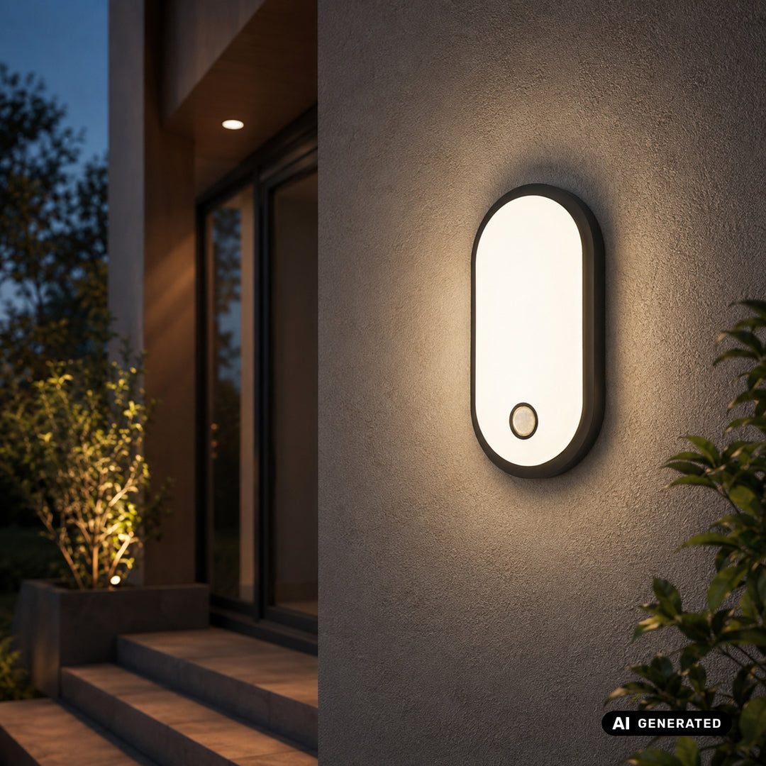 LED svietidlo s pohybovým senzorom Maclean, senzor PIR, čierne, 10 W/15/18 W, IP65, možnosť zmeny farby 3000/4000/6000 K, MCE534 B