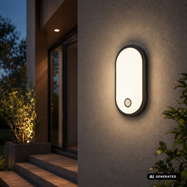 LED svietidlo s pohybovým senzorom Maclean, senzor PIR, čierne, 10 W/15/18 W, IP65, možnosť zmeny farby 3000/4000/6000 K, MCE534 B