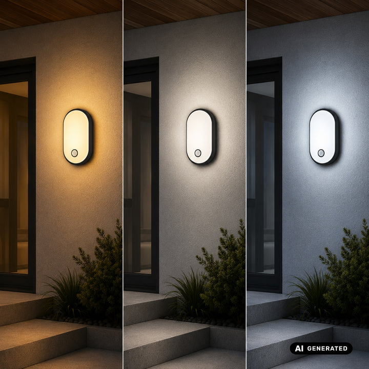 LED svietidlo s pohybovým senzorom Maclean, senzor PIR, čierne, 10 W/15/18 W, IP65, možnosť zmeny farby 3000/4000/6000 K, MCE534 B