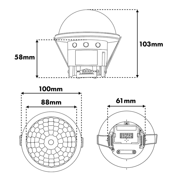 PIR snímač prítomnosti Maclean, na zapustenie, dosah 10 × 40 m, 1000 W/2000 W, 220–240 V striedavého prúdu, 50/60 Hz, IP54, MCE822