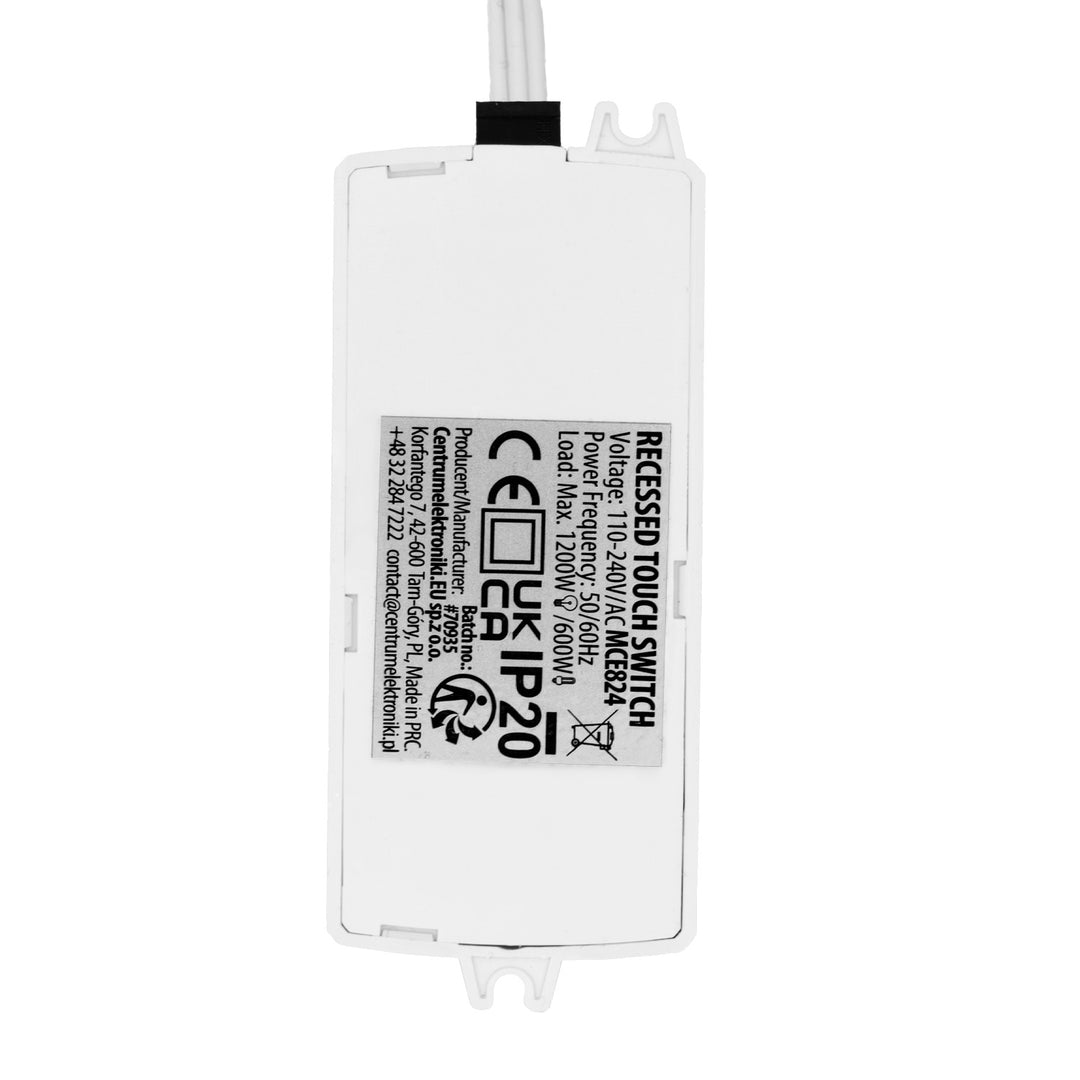 Dotykový vypínač na zapustenie Maclean, <40 mm, 110–240 V striedavého prúdu, max. zaťaženie 600 W pre LED, MCE824