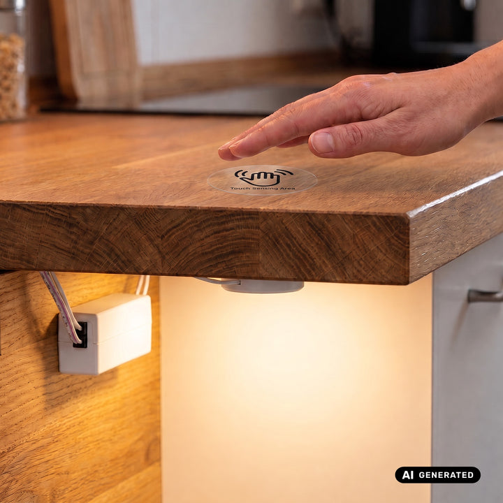 Dotykový vypínač na zapustenie Maclean, <40 mm, 110–240 V striedavého prúdu, max. zaťaženie 600 W pre LED, MCE824