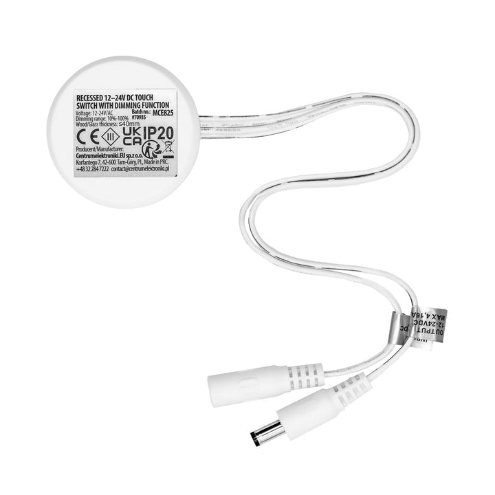 Dotykový vypínač na zapustenie Maclean, <40 mm, 12–24 V DC, max. zaťaženie 48/96 W, MCE825