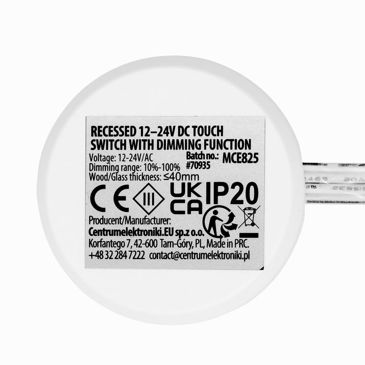 Dotykový vypínač na zapustenie Maclean, <40 mm, 12–24 V DC, max. zaťaženie 48/96 W, MCE825