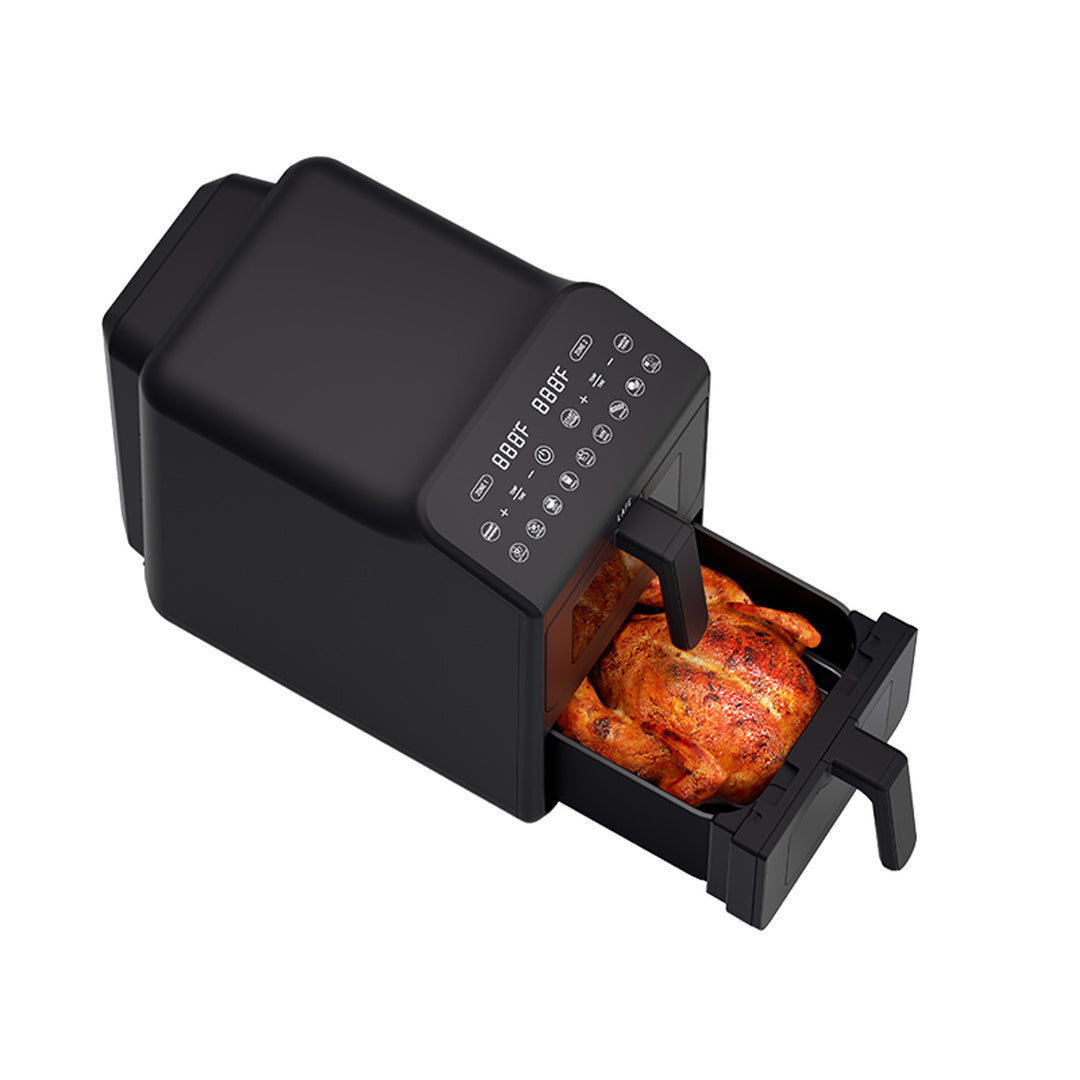 Fritéza bez oleja LAFE, fritéza na horúci vzduch, 2 priehradky, 5 l, výkon 2460 W, LCD displej, Dual Fry