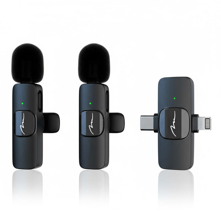 MICRO-MIC DUO – 2x bezdrôtový klopový mikrofón (sada), s klipom, iOS a Android (OTG), mini, supercitlivý. USB-C a LIGHTNING, Mediatech