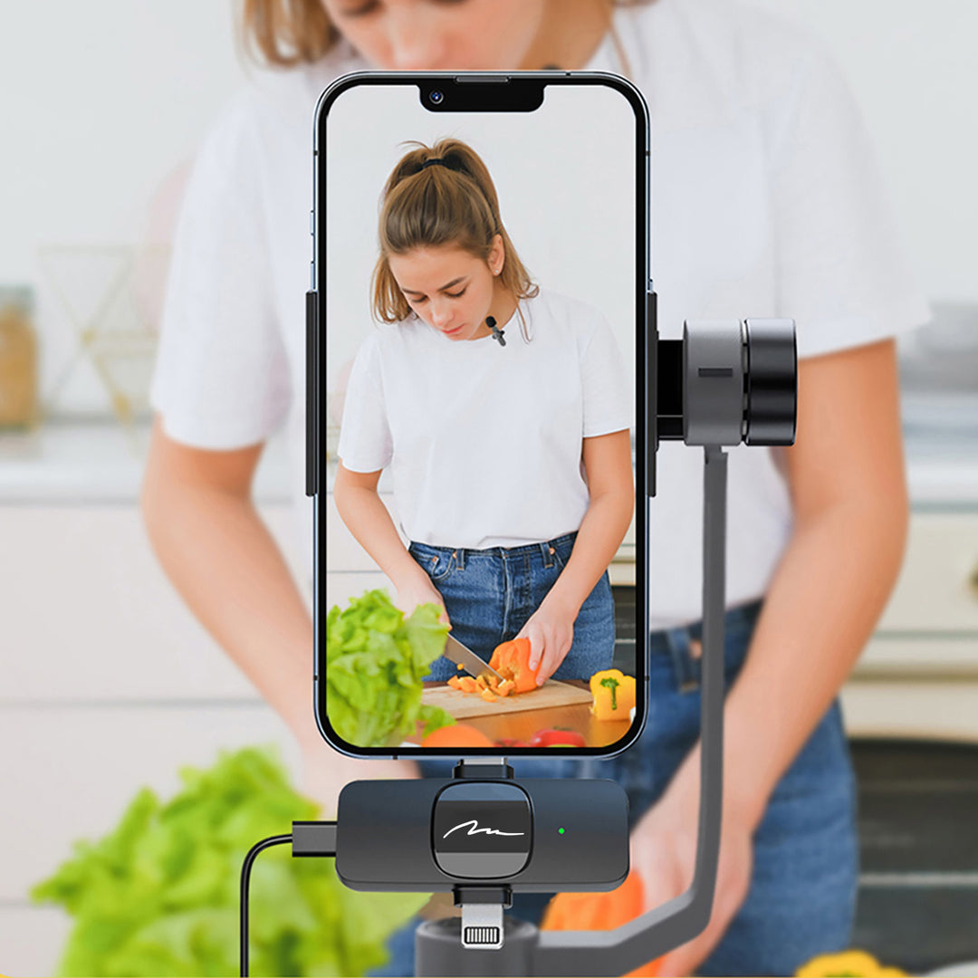 MICRO-MIC DUO – 2x bezdrôtový klopový mikrofón (sada), s klipom, iOS a Android (OTG), mini, supercitlivý. USB-C a LIGHTNING, Mediatech