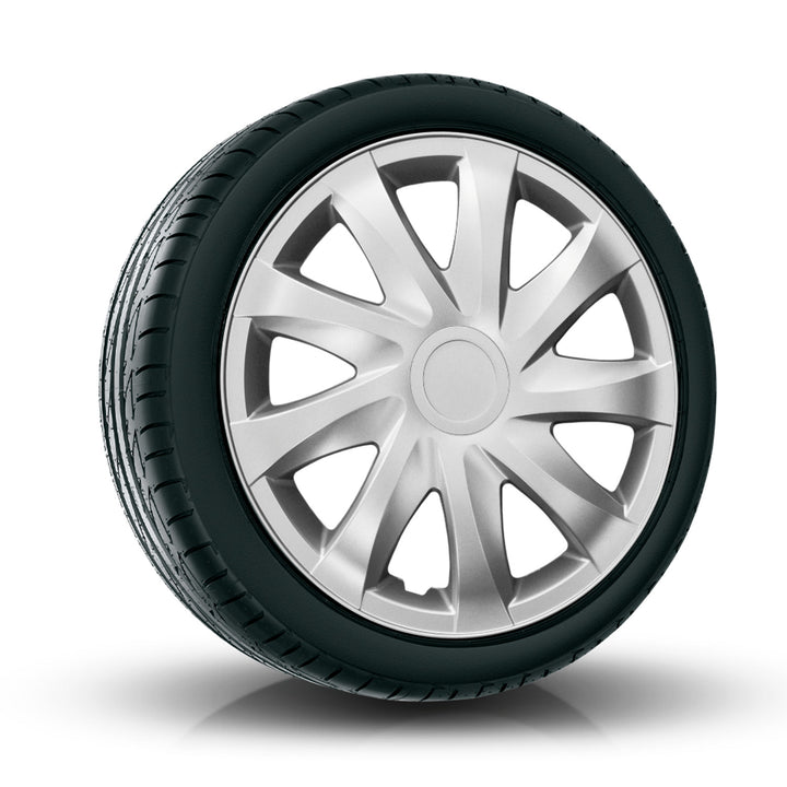 Univerzálne kryty kolies 13'' NRM Draco strieborné 4 kusy